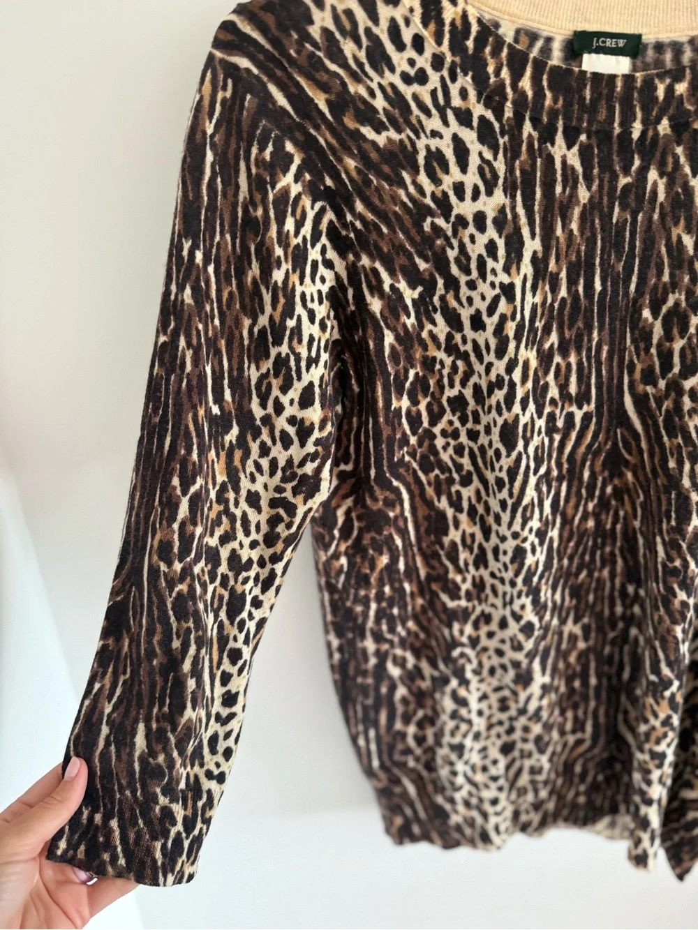 J. Crew Leopard Print Merino Wool Sweater Medium